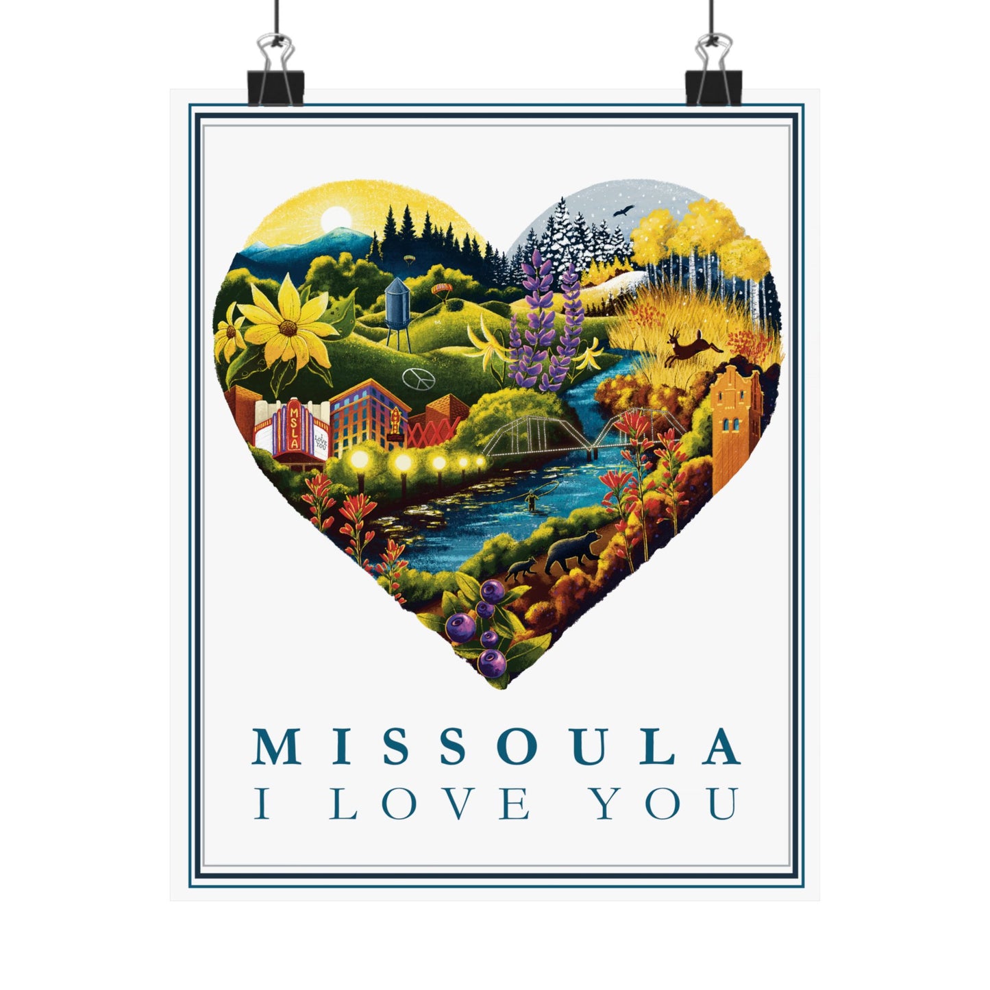 Missoula I Love You Heart Poster - Matte