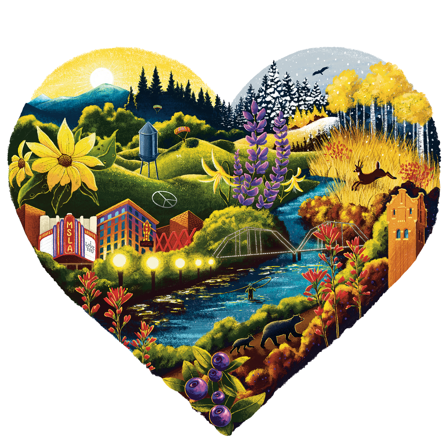 3x3 Detailed Artistic Missoula I Love You Sticker